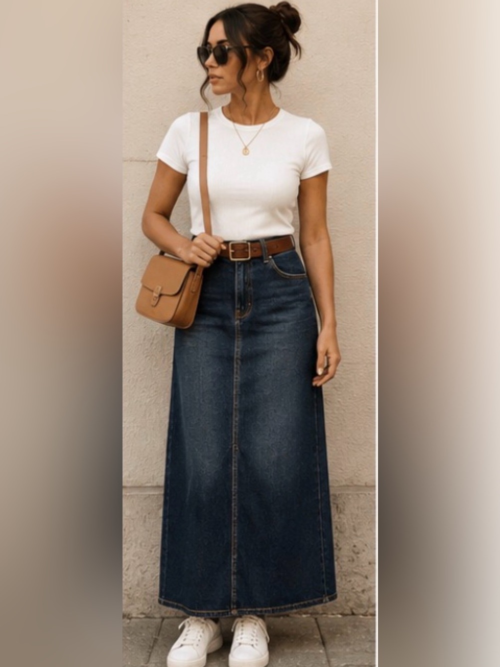 Dark Blue Denim Long Skirt